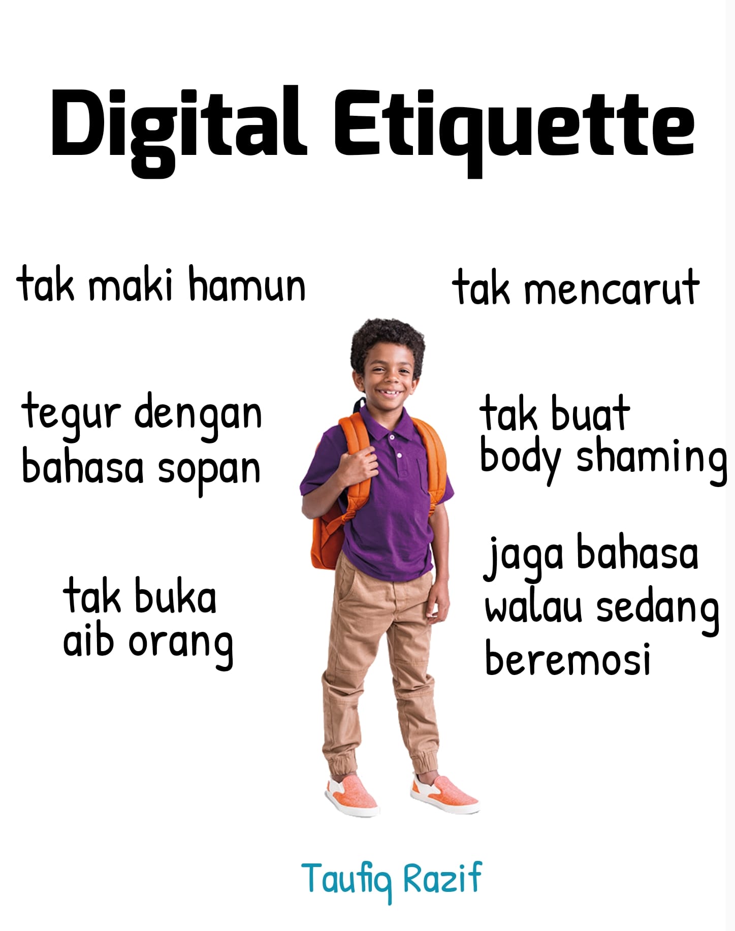 Ibu bapa mendidik anak mengenai etika digital untuk adab bergaul di dunia maya.