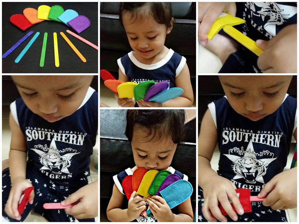 Kraf aiskrim daripada kertas atau felt berwarna
