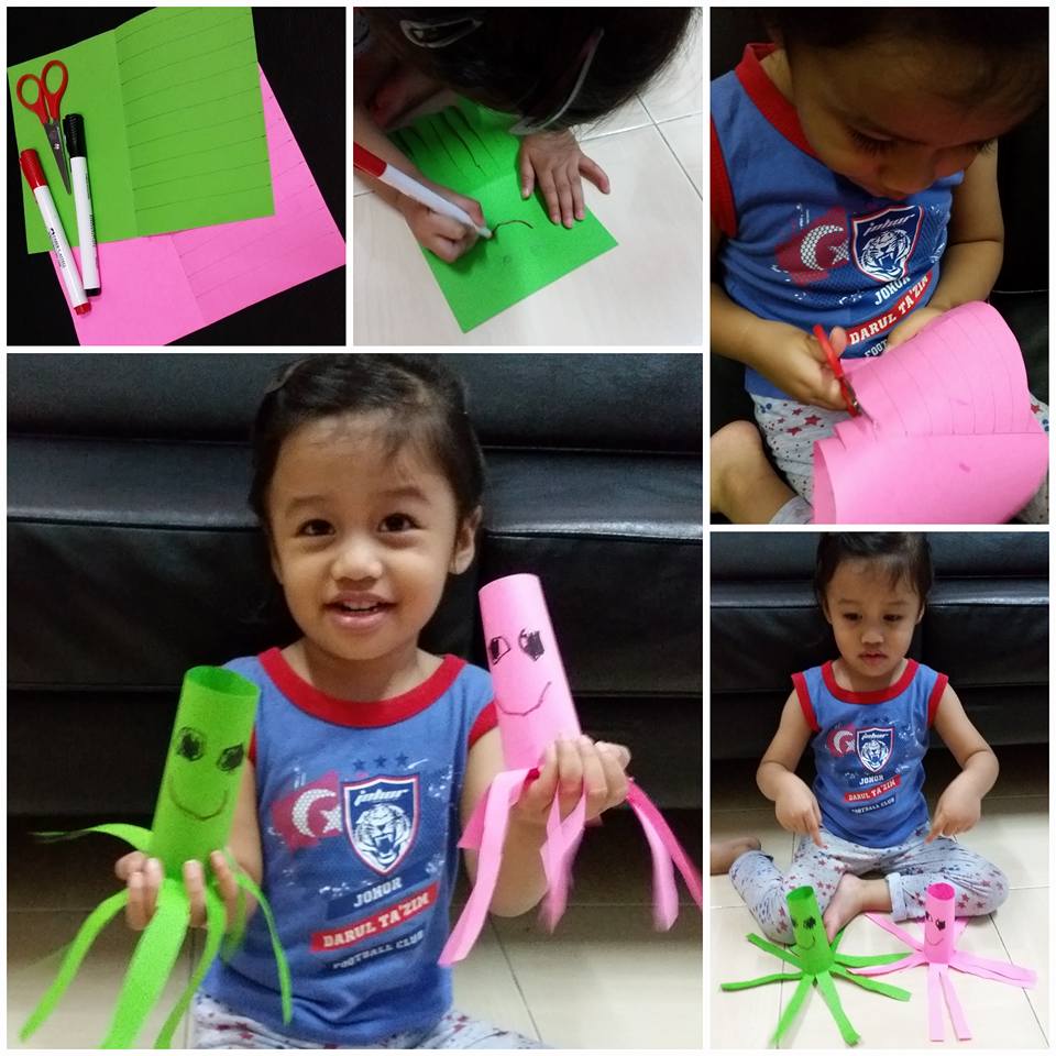 Kraf sotong kertas dengan tentakel melengkung
