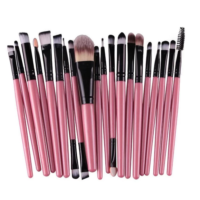Set berus solek berwarna merah jambu