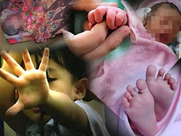 Gambar bayi dibalut dengan kain putih sebagai gambaran kes pembuangan bayi.