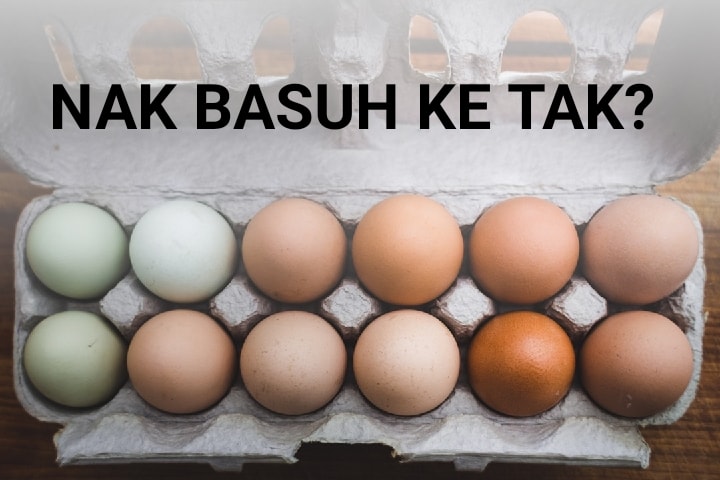 Gambar telur yang disimpan di dalam peti sejuk sebagai panduan cara penyimpanan yang betul