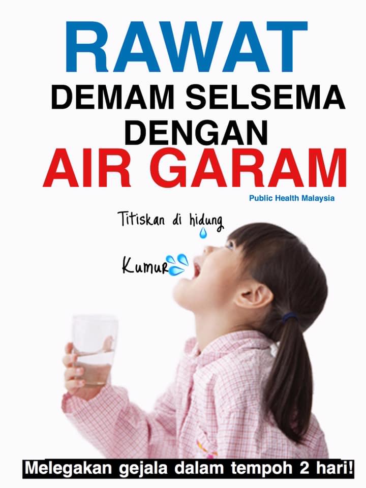 Gambar air garam sebagai rawatan mudah dan murah untuk demam, batuk, selsema dan sakit tekak
