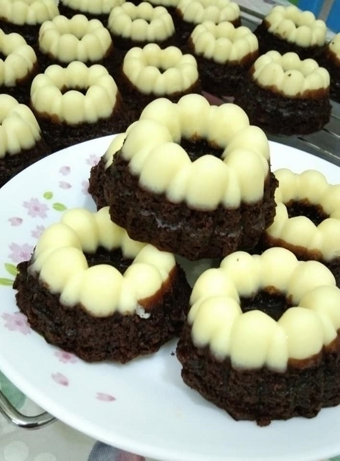 Gambar potong kuih puteri ayu coklat cheese yang cantik dan menarik