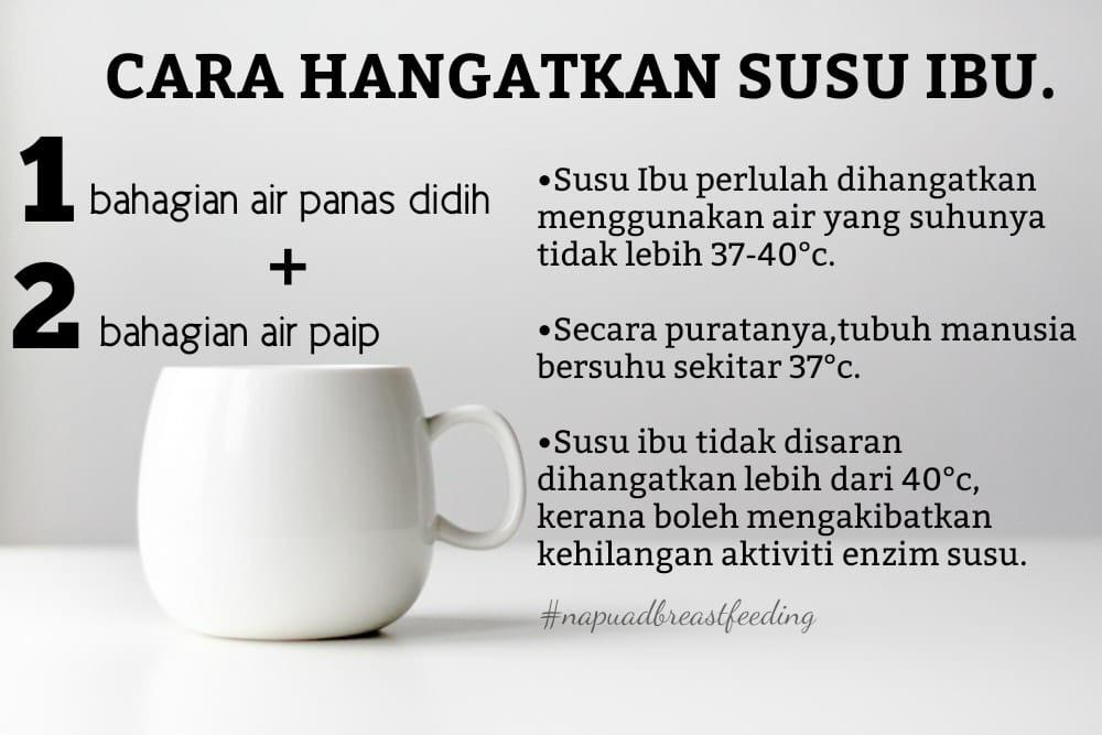Botol susu ibu diletakkan di dalam mangkuk berisi air suam untuk dipanaskan dengan betul