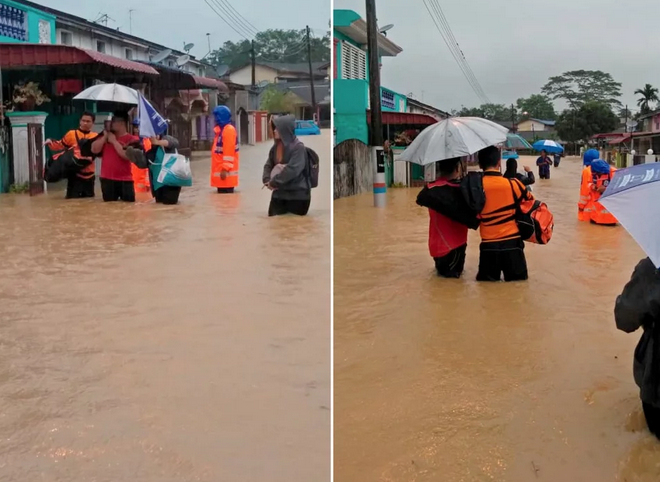 Kawasan kediaman dilanda air banjir yang melimpah