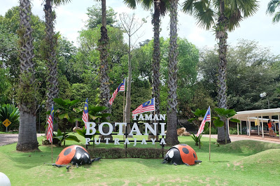 Lanskap hijau dan jambatan di Taman Botani
