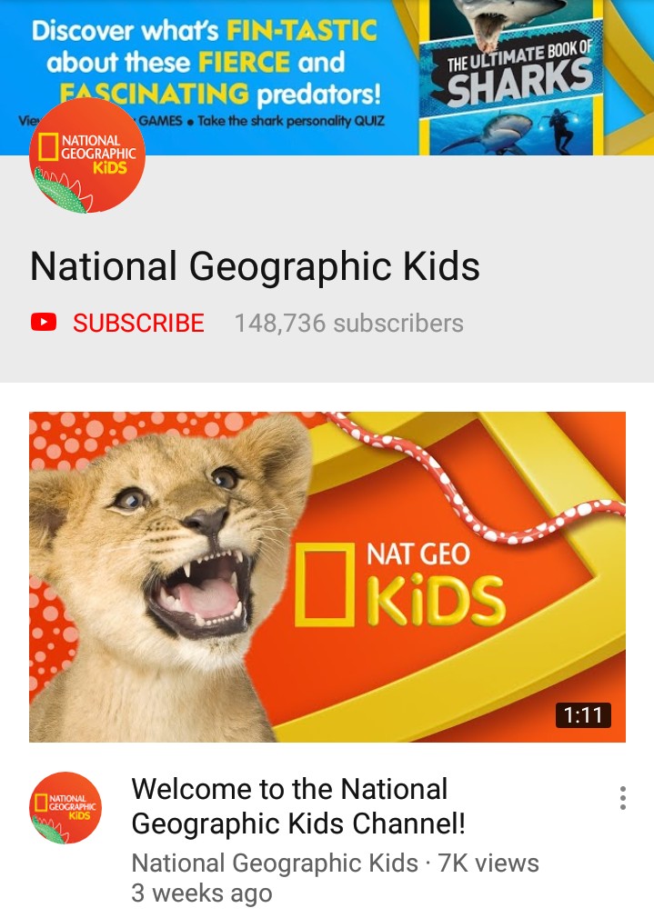 Saluran YouTube National Geographic Kids