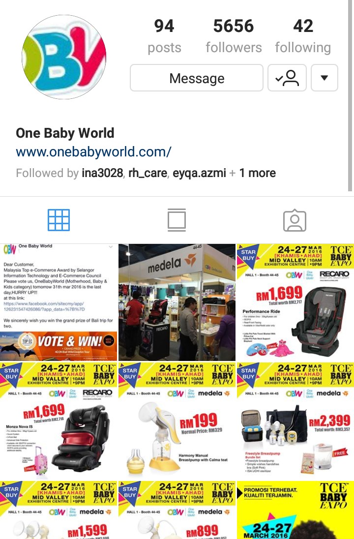 Pakaian dan barangan bayi di One Baby World