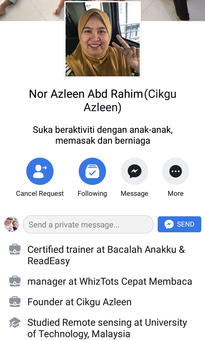 Puan Nor Azleen Abd Rahim, guru fonik dari Pasir Gudang.