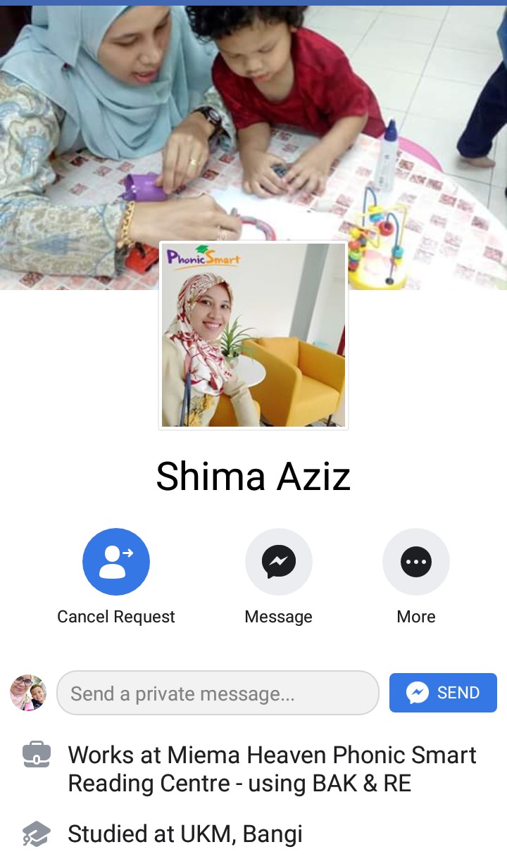 Puan Shima Aziz, guru fonik dari Bangsar.