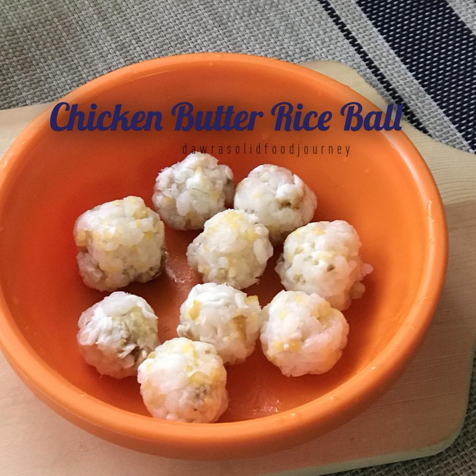 Bebola nasi butter ayam untuk finger food bayi