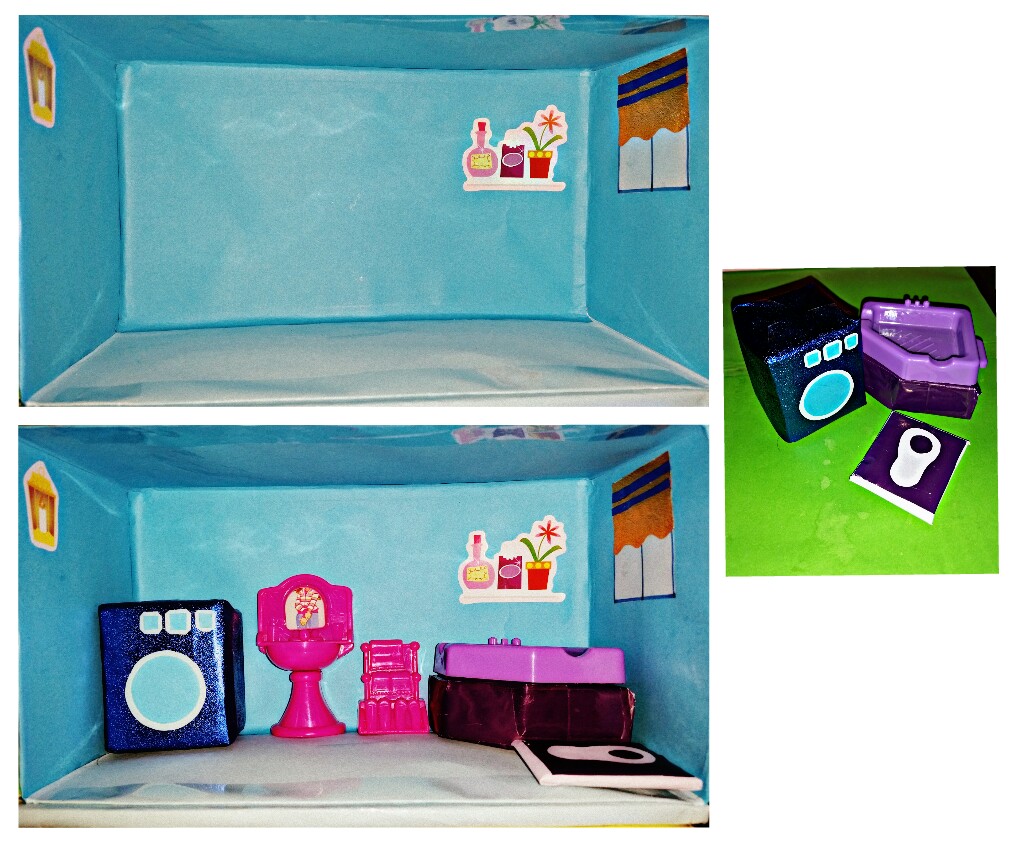 Bilik air doll house dengan tab mandi kadbod