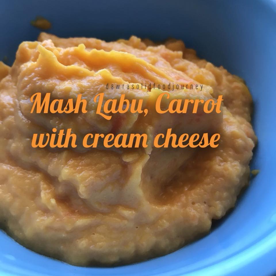 Purée labu, lobak merah dan keju krim