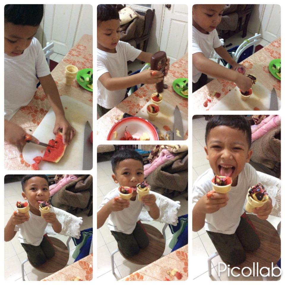 Aiskrim buah-buahan berwarna-warni