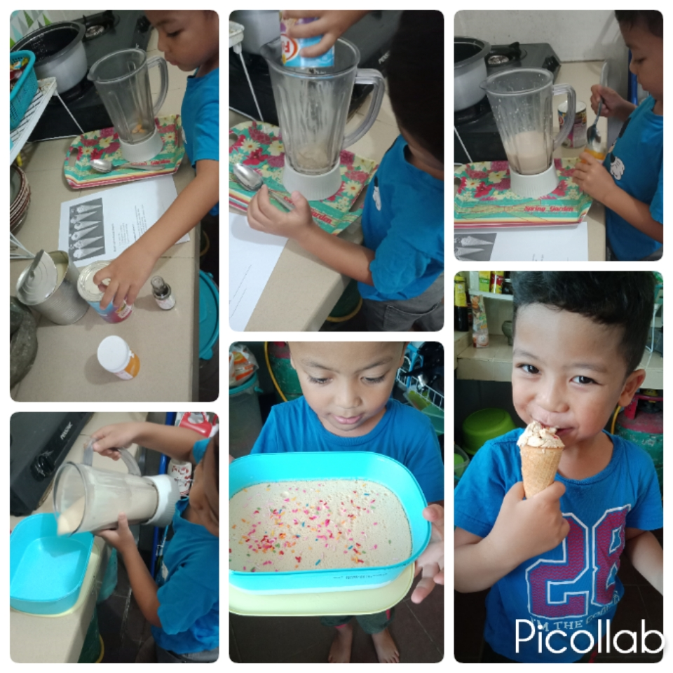 Aiskrim buatan sendiri dalam bekas