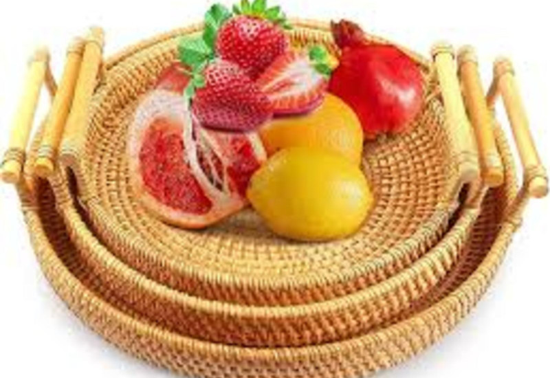 Bakul rotan sebagai-storage di kaunter dapur
