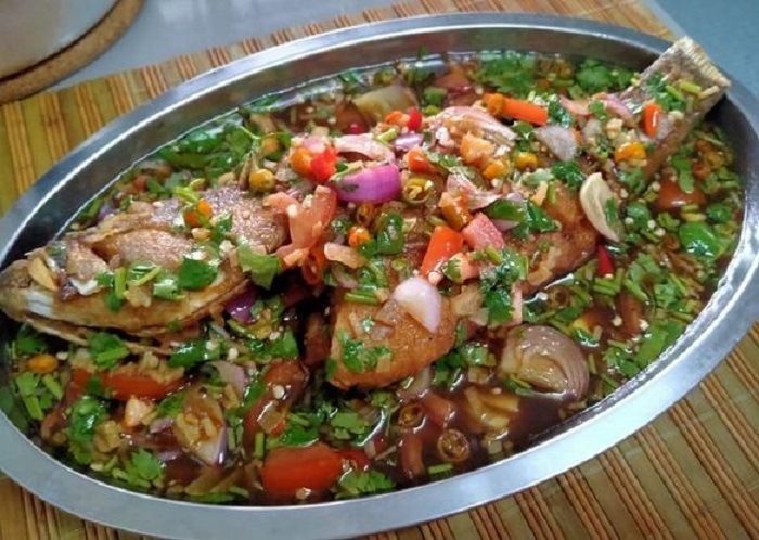 Ikan kerapu celup tepung goreng rangup