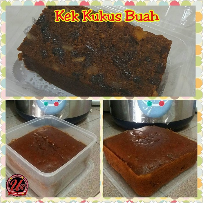 Kek kukus buah dengan rempah dan kismis
