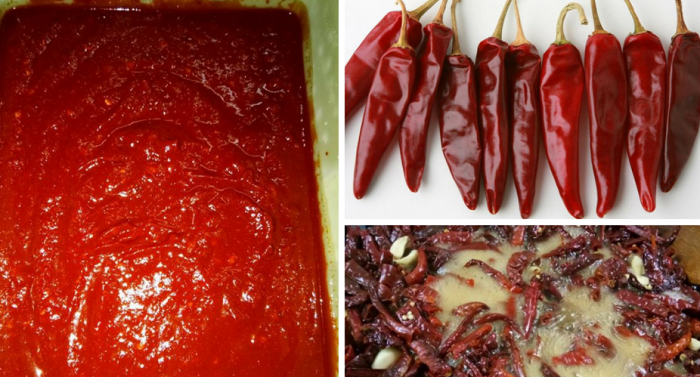 Proses menumis sambal cili di dalam kuali sehingga pecah minyak.