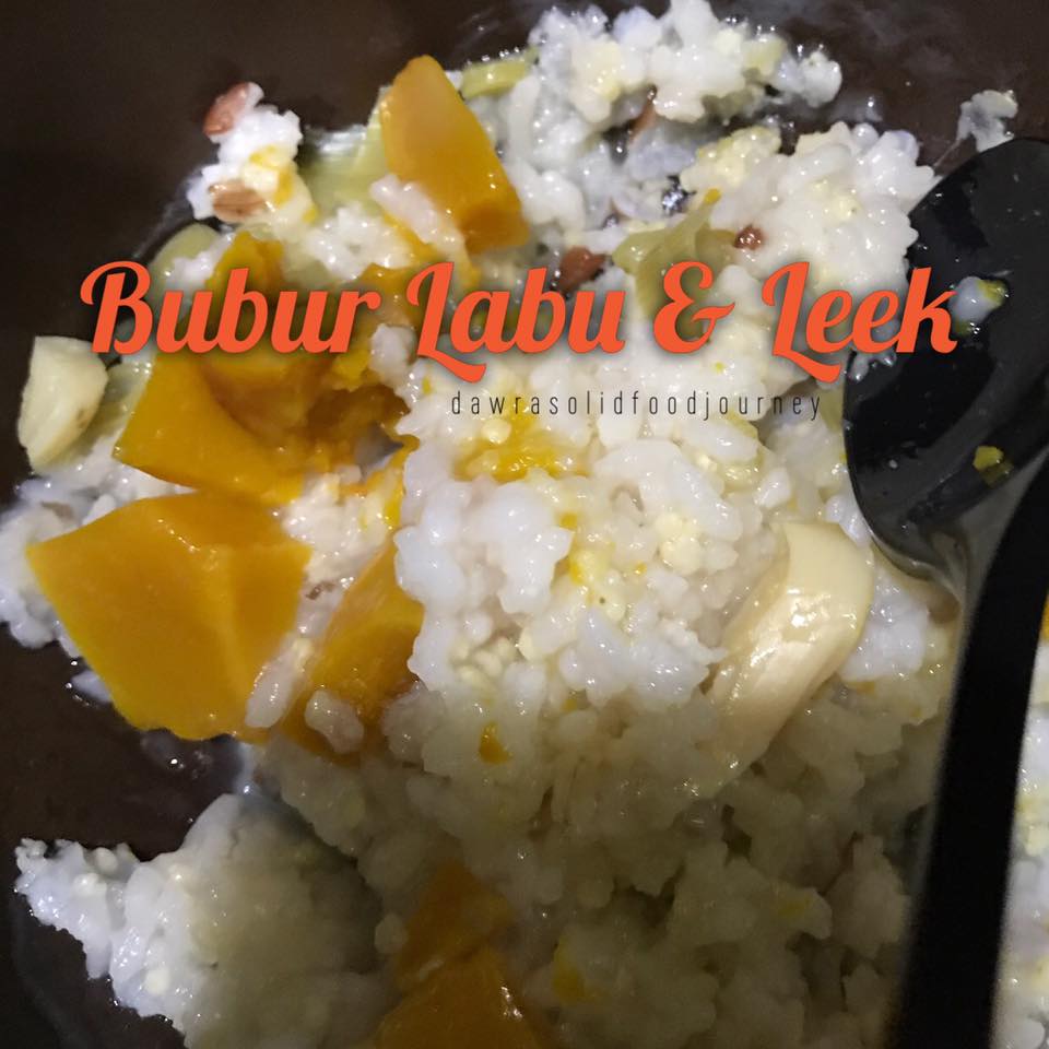 Bubur labu dan daun bawang