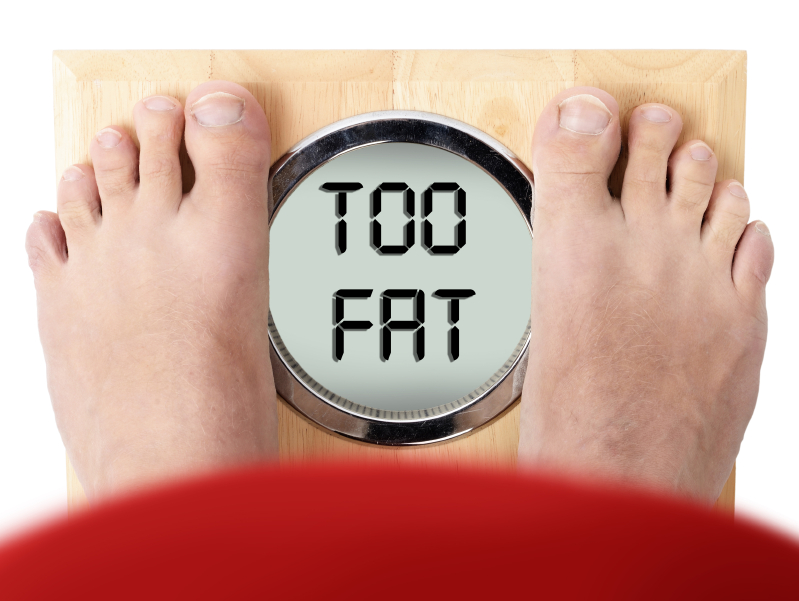 Wanita gemuk memegang tali pinggang seluar, melambangkan keperluan untuk kuruskan badan.