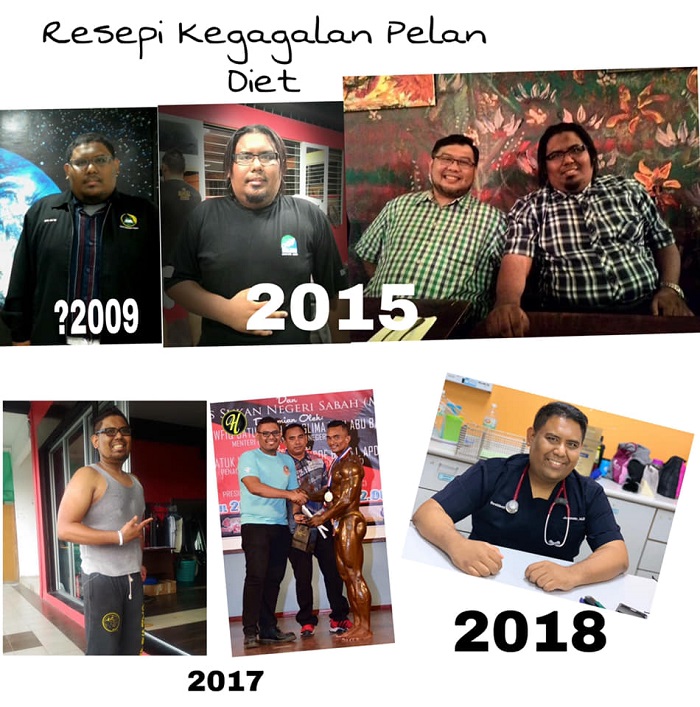 Gambar lelaki gemuk sebelum dan selepas diet serta senaman untuk kecergasan