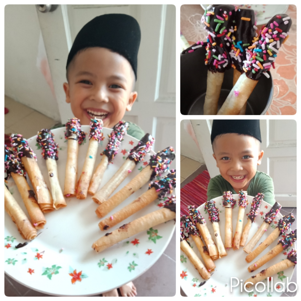 Jejari popia bersalut cokelat