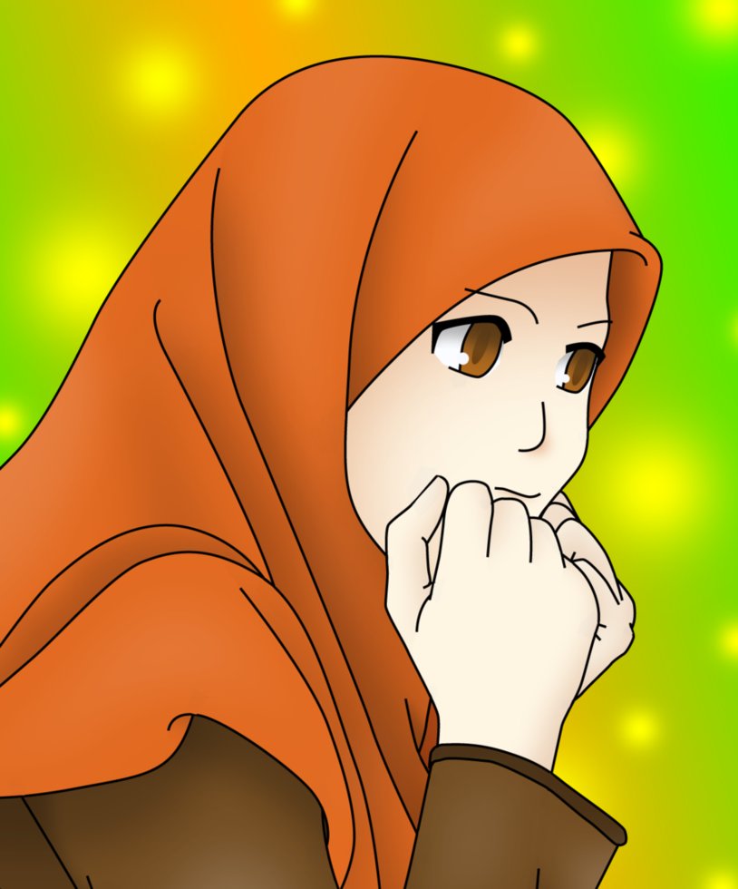 Ilustrasi wanita berhijab melambangkan wanita solehah sebagai hiasan dunia.