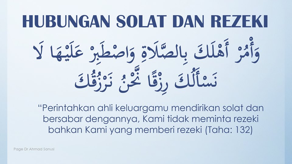 Duit ringgit dan syiling dilambangkan sebagai rezeki hasil dari solat
