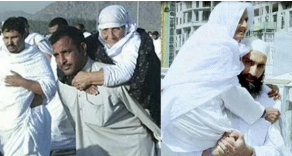 Salman Al Farisi mengendong ibunya dengan penuh kasih sayang