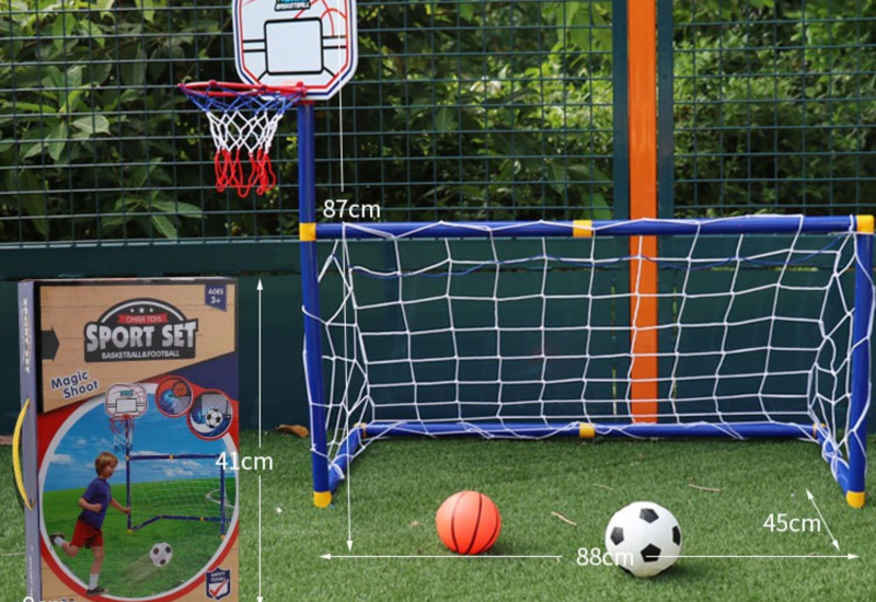 Set peralatan bola sepak dan bola keranjang