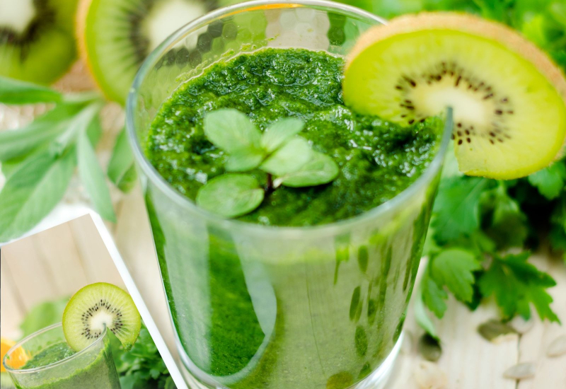 Jus campuran epal, timun dan kiwi