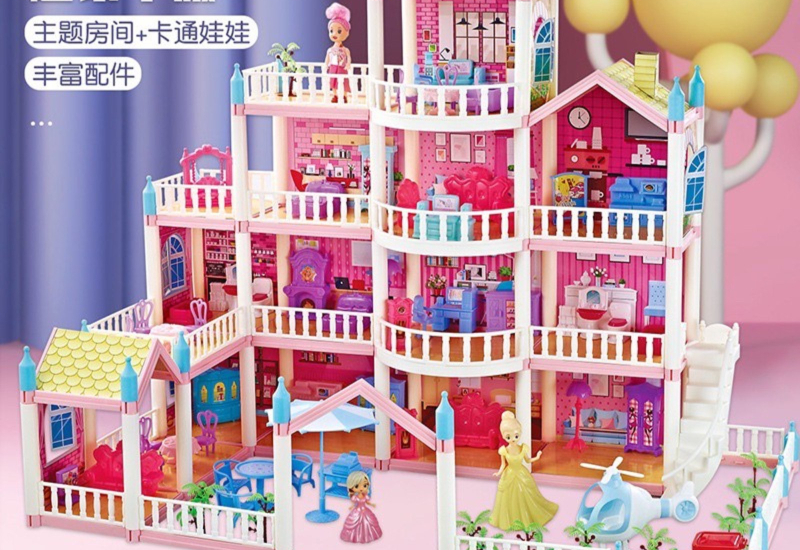Set rumah Barbie mainan yang berwarna-warni