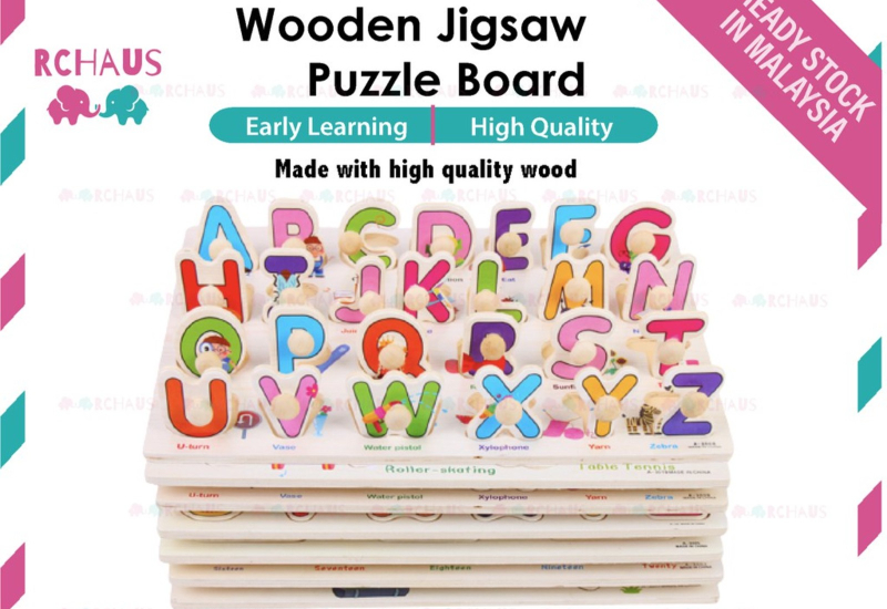 Puzzle jigsaw kayu berbentuk geometri