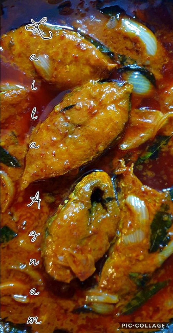 Ikan tenggiri goreng berempah dengan rempah yang rangup