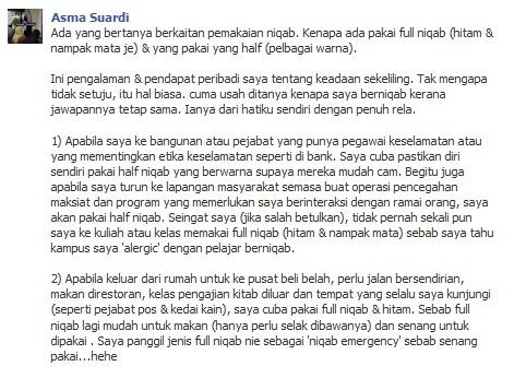 Wanita berpurdah berkongsi pengalaman memakainya