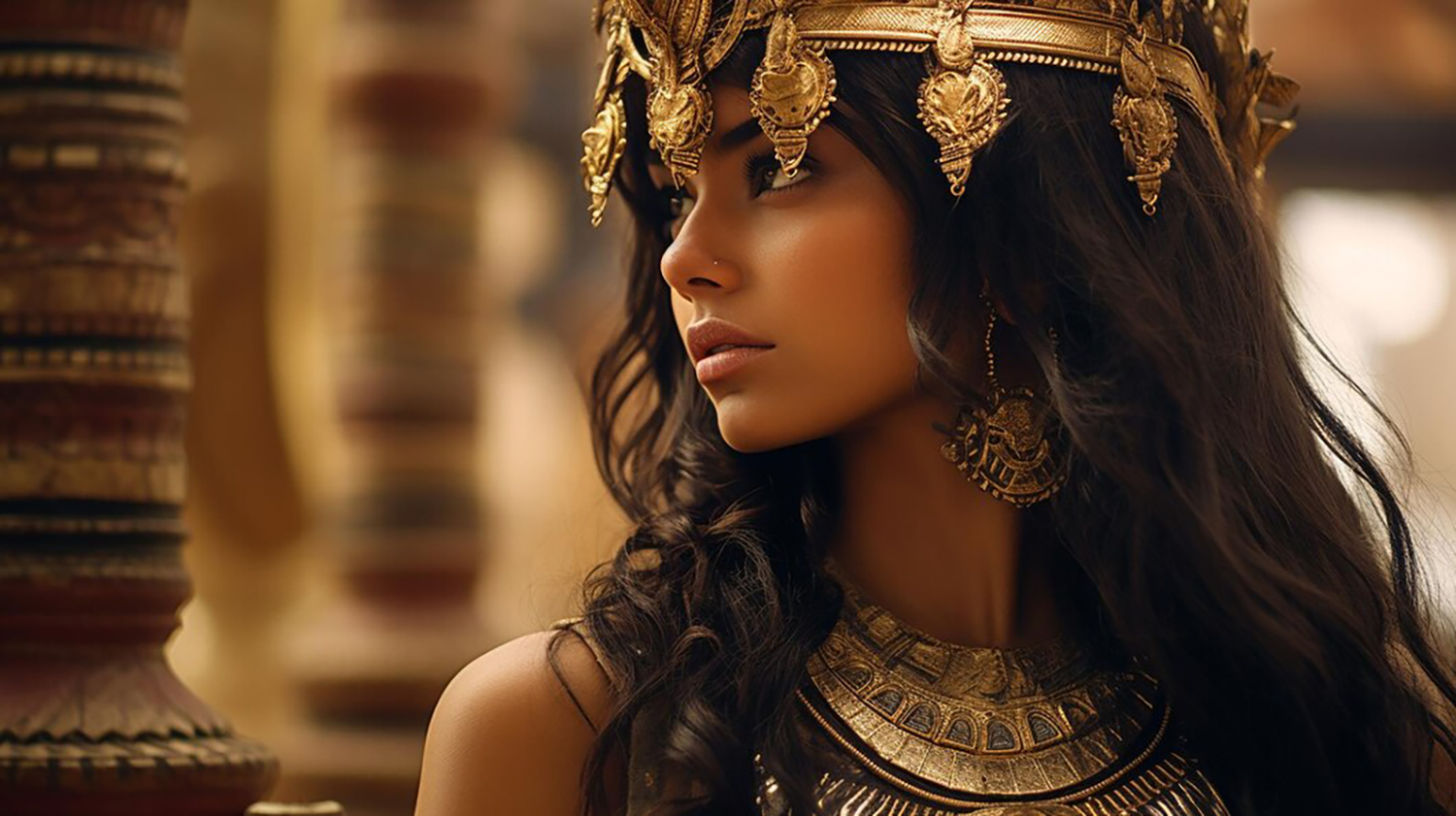 Ilustrasi wajah wanita cantik dengan solekan khas ala Ratu Cleopatra.